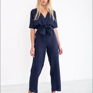 Love & Confuse 100% Linen Jumpsuit in WHITE XS